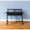 HomeRoots 47" Black Wood and Metal Rolling Computer Desk - 2 of 4