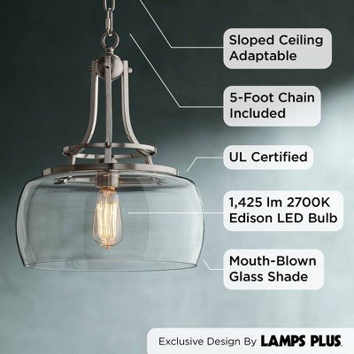 Charleston 18" Brushed Nickel LED Pendant Light with Clear Glass Shade