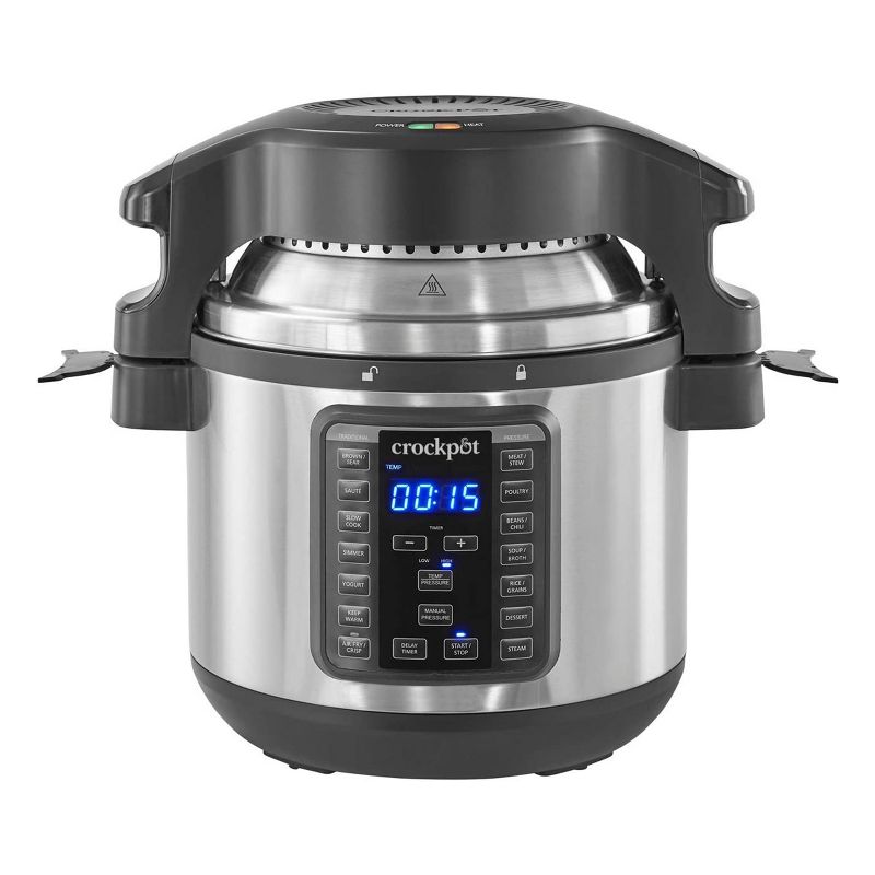 Crock-Pot - 8-Qt. Express Crock Programmable Slow Cooker and Pressure Cooker with Air Fryer Lid - Stainless Steel, 1 of 4