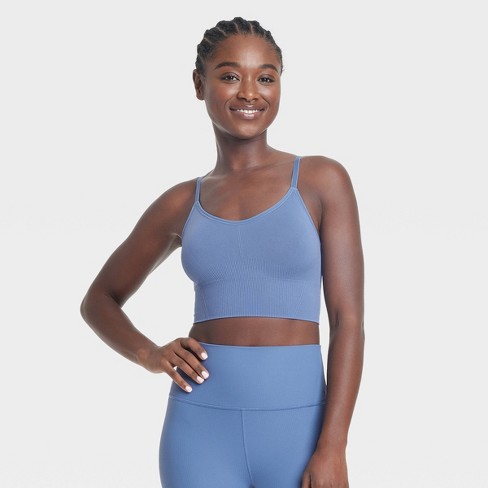 Women s Seamless Medium Support Cami Longline Sports Bra All In Motion Navy Blue Xs Target