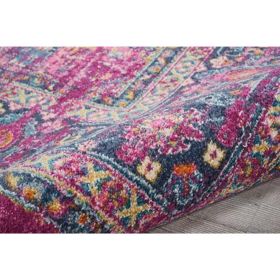 Traditional Floral Medallion 8' x 10' Blue and Purple Area Rug