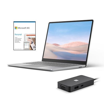 Microsoft Surface Laptop Go 12.4" Touchscreen Intel Core i5 8GB RAM 128GB SSD Platinum + Microsoft USB-C Travel Hub + Microsoft 365 Personal 1 Yr