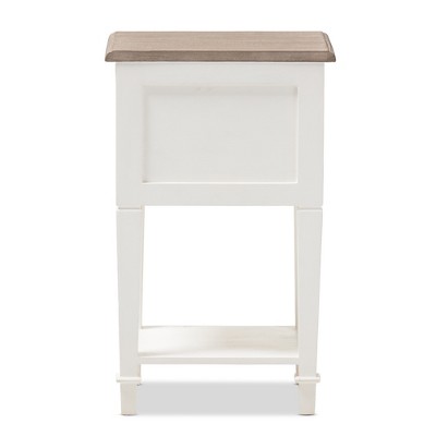 Dauphine Provincial Style 2-Drawer Nightstand in Distressed White and Oak