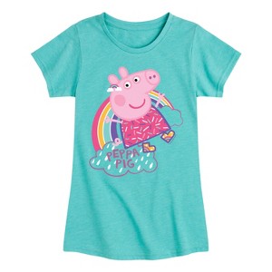 Girls' - Peppa Pig - Play Happy Rainbow Fitted Short Sleeve Graphic T-Shirt - 1 of 4