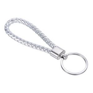 Unique Bargains Braided PU Leather Car Wallet Keychain with Stainless Steel Key Ring - 1 of 3