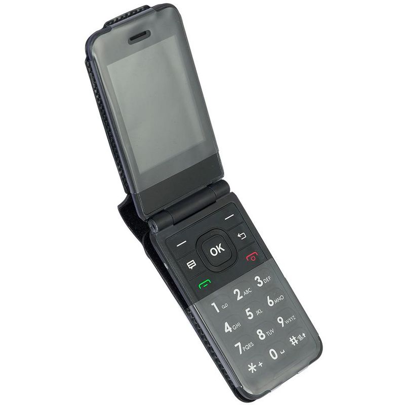 Nakedcellphone Case for AT&T Cingular Flex 2 / Cricket Debut Flex / Tracfone BLU Flex Flip Phone - Vegan Leather with Belt Clip - Black, 5 of 9