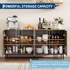 63" Modern Farmhouse Sideboard Buffet Cabinet with 4 Fluted Doors & Metal Legs & Adjustable Shelves, for Kitchen, Dining Room, Living Room - 4 of 4