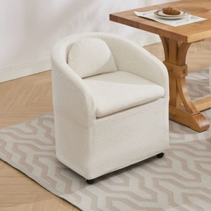 Single Chenille Upholstered Dining Armchair with Back Cushion & Universal Wheels,Modern Wingback Style,24"W x 22"D x 30"H-The Pop Home - 1 of 4