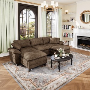 Captiva Designs Modular Sectional Sofa, 123.6" U-Shaped 5-Seater with 2 Ottomans, - 1 of 4