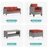 Sonkuki 8-Piece Patio Rattan Furniture Set Coversation Set Outdoor Sofa Couch w/ Chairs, Coffee Table and Ottoman, Navy Blue Cushion - 2 of 4