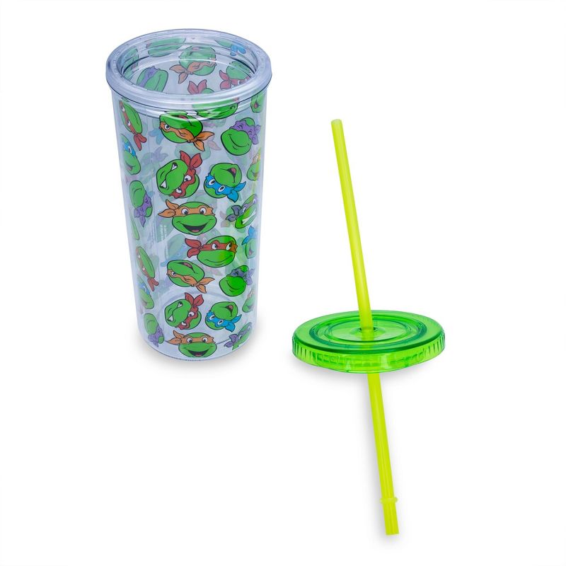 Silver Buffalo Teenage Mutant Ninja Turtles Allover Faces Carnival Cup With Lid and Straw, 2 of 7
