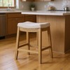 HomeRoots 26" Natural Fabric Faux Leather and Solid Wood Backless Counter Height Bar Chair - 2 of 4