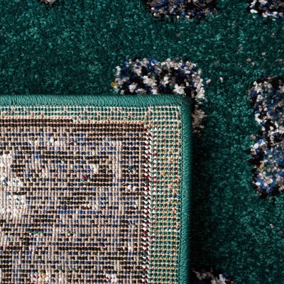 Vintage Green and Black Hand-knotted Synthetic Area Rug