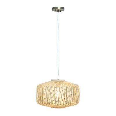 Natural Beige Rattan Round Pendant Ceiling Light