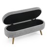 PAGED Oval Storage Ottoman Bench,Linen End of Bed Bench with Rubber Wood Legs,Ottoman with Storange for Living Room,Bedroom,Entryway - 4 of 4