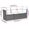 vidaXL 3 Piece Patio Sofa Set with Cushions Black Poly Rattan - Black and Blue Without Table - 3 of 4