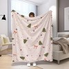 Soft Flannel All-Season Cozy Throw with Green Pine Trees, Red Bows & Golden Stars - for Sofa, Bed, Travel, Camping, Living Room, Office Decor - 3 of 4