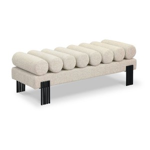 Meridian Furniture,Akeela Linen Textured Fabric Bench - 1 of 4
