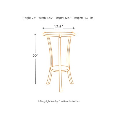 Transitional Beige and Black Round Wood and Metal Side Table
