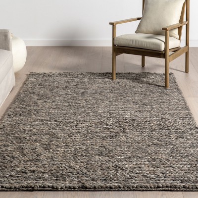 Gray Braided Wool and Cotton Handmade Area Rug 4x6