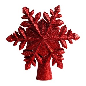 Aoibox Christmas Tree Topper Lighted 1 Piece 3D Red Glitter Snowflake with 6 Rotating Projected Patterns Dynamic LED Projector - 1 of 4