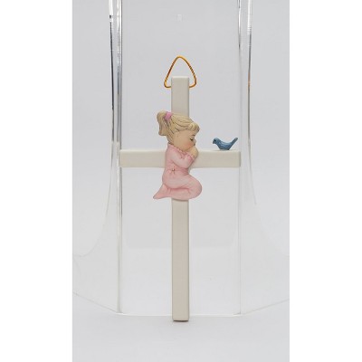 Kevins Gift Shoppe Ceramic Praying Girl With Bird Cross Figurine : Target