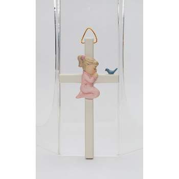 Kevins Gift Shoppe Ceramic Praying Girl With Bird Cross Figurine