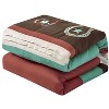 Home Mart Goods 7 Piece Brown & Teal Geometric Striped Comforter Set Embroidery Soft Bedding - 2 of 4