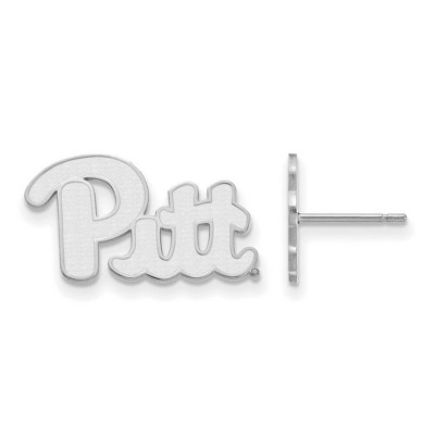 Black Bow Jewelry 14k White Gold Pittsburgh Panthers NCAA Post Earrings