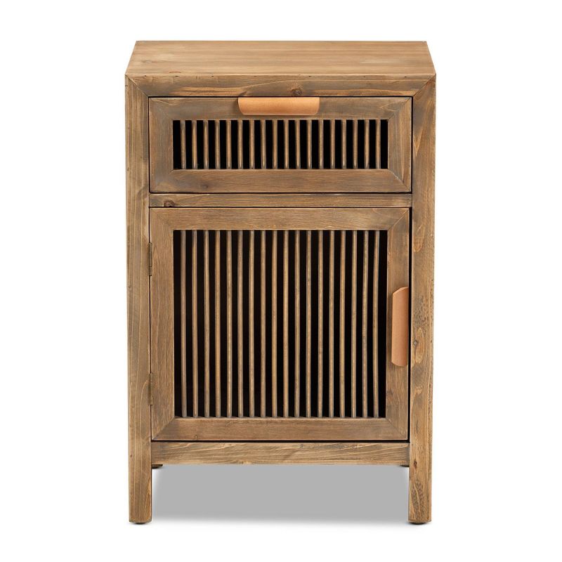 Clement 1 Door and 1 Drawer Wood Spindle Nightstand Brown - Baxton Studio, 4 of 10