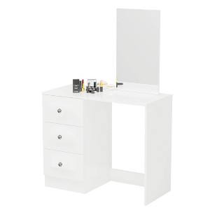 Aditi Makeup Vanity White - Boahaus: Elegant Desk with 3 Drawers & Unlit Mirror - 1 of 4