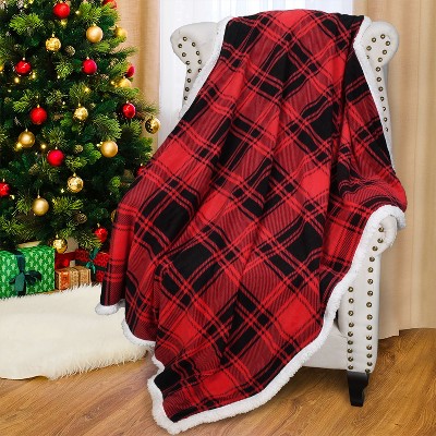 Catalonia Plaid Fleece Throw Blanket, Super Soft Warm Snuggle Christmas Holiday Throws for Couch Cabin Decro, Checkered, 50x60 inches