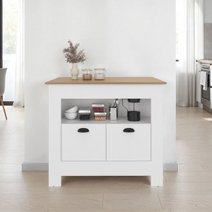 Depot E-Shop Kitchen Island 35" H, whit  2 doors, 3 shelves - 1 of 4