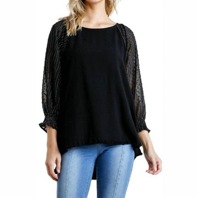 Women's Mesh Puff Sleeve Top - umgee