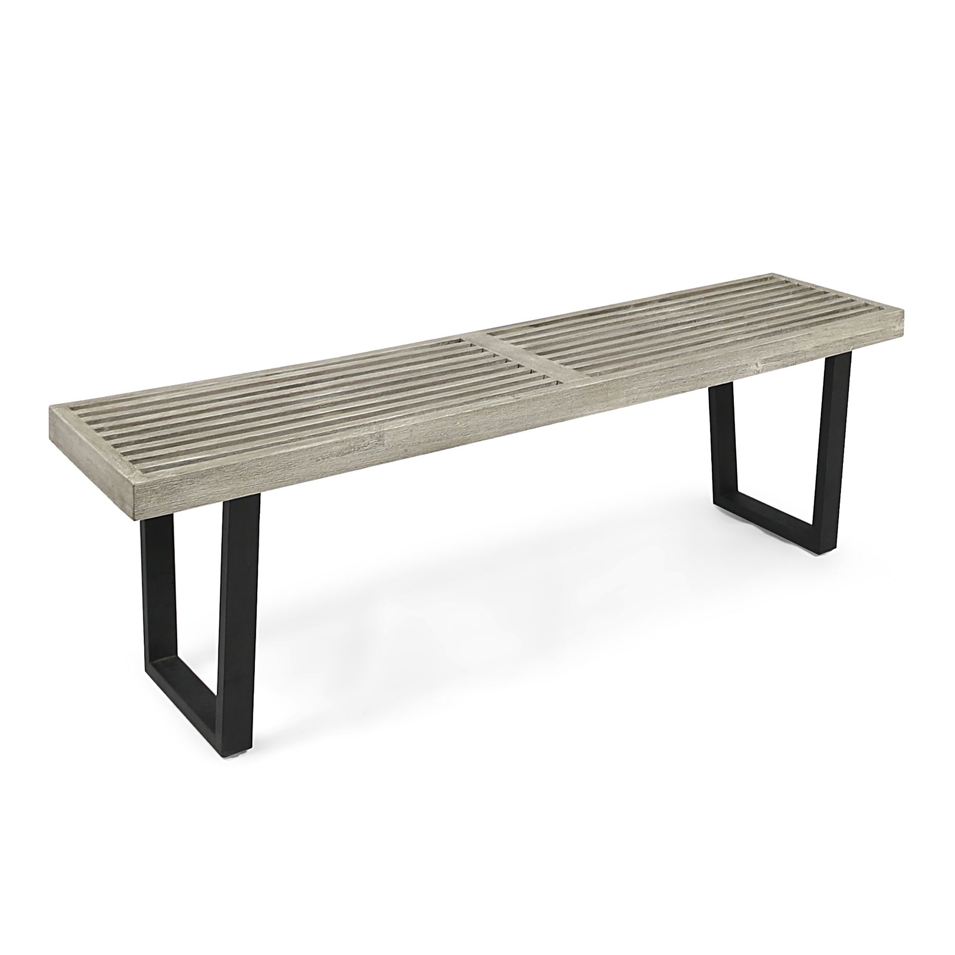 Dexmalle Modern Artist Patio Dining Bench,Black+ Gray