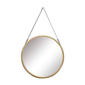 Metal Wall Mirror with Leather Strap Gold - Olivia & May