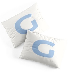 Deny Designs Standard April Lane Art Block Blue Monogram G Microfiber Printed Pillow Sham - 1 of 3