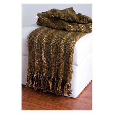  50"x60" Striped Throw Blanket Brown - Rizzy Home 