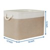 Aoibox Fabric Storage Baskets 2 Pack Decorative Collapsible Bins with Handles for Organizing Towels Clothes White Khaki - 2 of 4