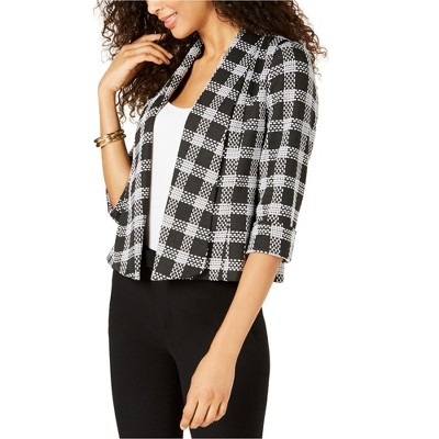 Kasper Womens Wide-Lapel Blazer Jacket, Black, 6