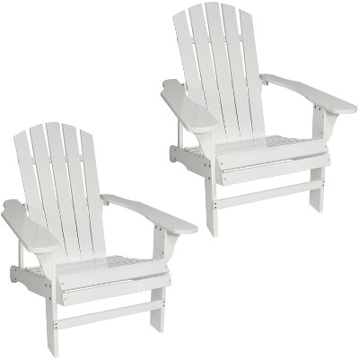 Sunnydaze Outdoor Coastal Bliss Painted Fir Wood Lounge Backyard Patio Adirondack Chair - White - 2pk