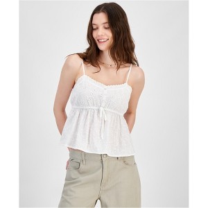 Hippie Rose Womens Babydoll Floral Tank Top, White, X-Large - 1 of 2