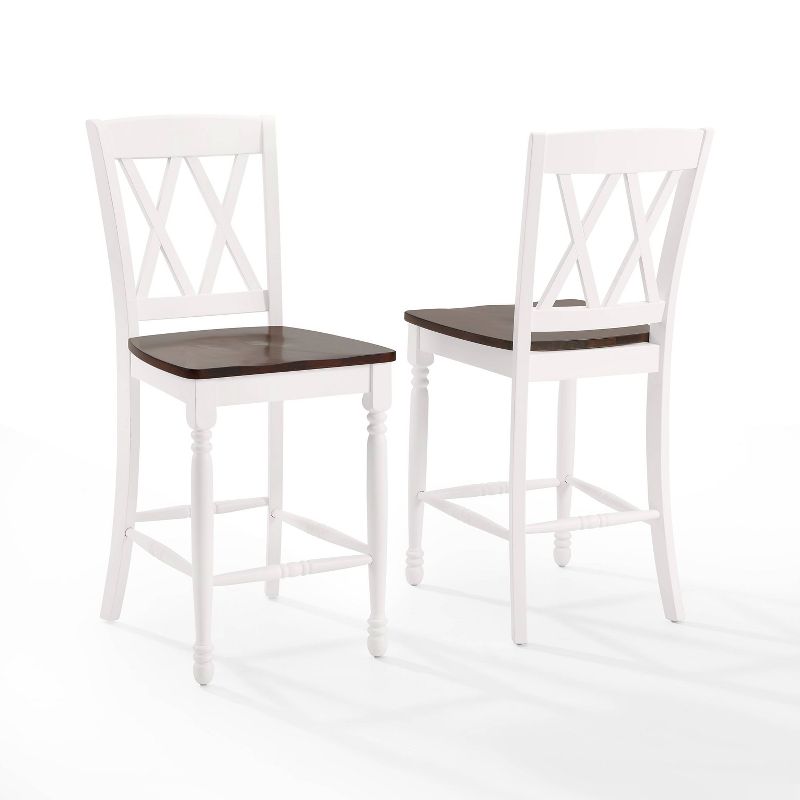 Set of 2 Shelby Counter Height Barstools Distressed White - Crosley, 3 of 16
