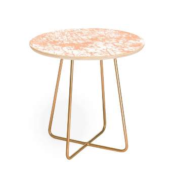 Amy Sia Crackle Batik Side Round Table Gold/Peach - Deny Designs