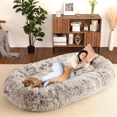 GustoWave Family Bean Bag Cushion, Washable Floor Cushion With Storage Pocket for Pets and Kids