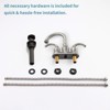 DOMETOUR 2-Handle Brushed Nickel Bathroom Faucet, 360° Rotating Spout, 4-Inch Centerset Vanity Sink with Pop-Up Drain & Hoses, FR4090-NP - 3 of 4