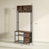 Hall Tree with Bench and Shoe Storage, 5-in-1 Entryway Bench with Coat Rack, 3 Storage Shelves, 2 Fabric Drawers - 3 of 4