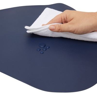 Navy Blue Faux Leather Placemats with Coasters, Set of 8