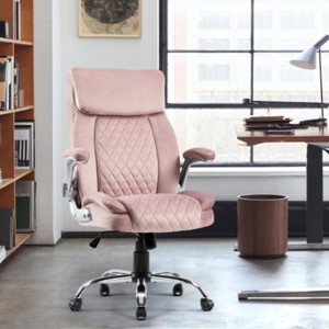 Adjustable Height Office Desk Chair Ergonomic Executive Desk Chair With Silent Swivel Chair Wheels And Arms Velvet-Cuddlewood - 1 of 4