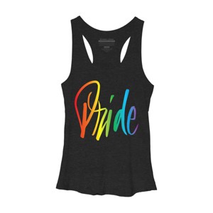 Adult Design By Humans Rainbow Cursive Letters Pride By machmigo Racerback Tank Top - 1 of 2